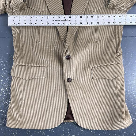 VTG Pagano West Blazer Mens 40R Tan Corduroy Elbow Pad Vertical Smiles NWT USA - Picture 4 of 9